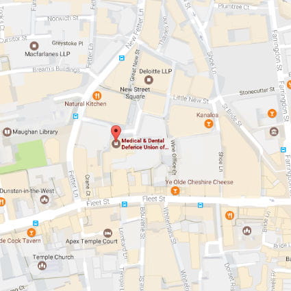 Map of the area surrounding the MDDUS office in London