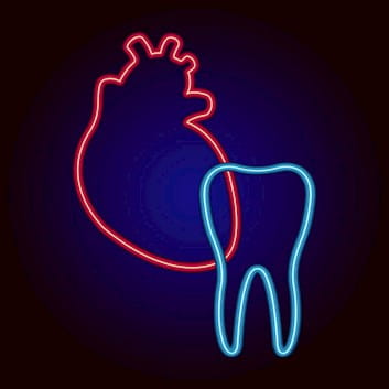 Neon tubes showing heart and tooth