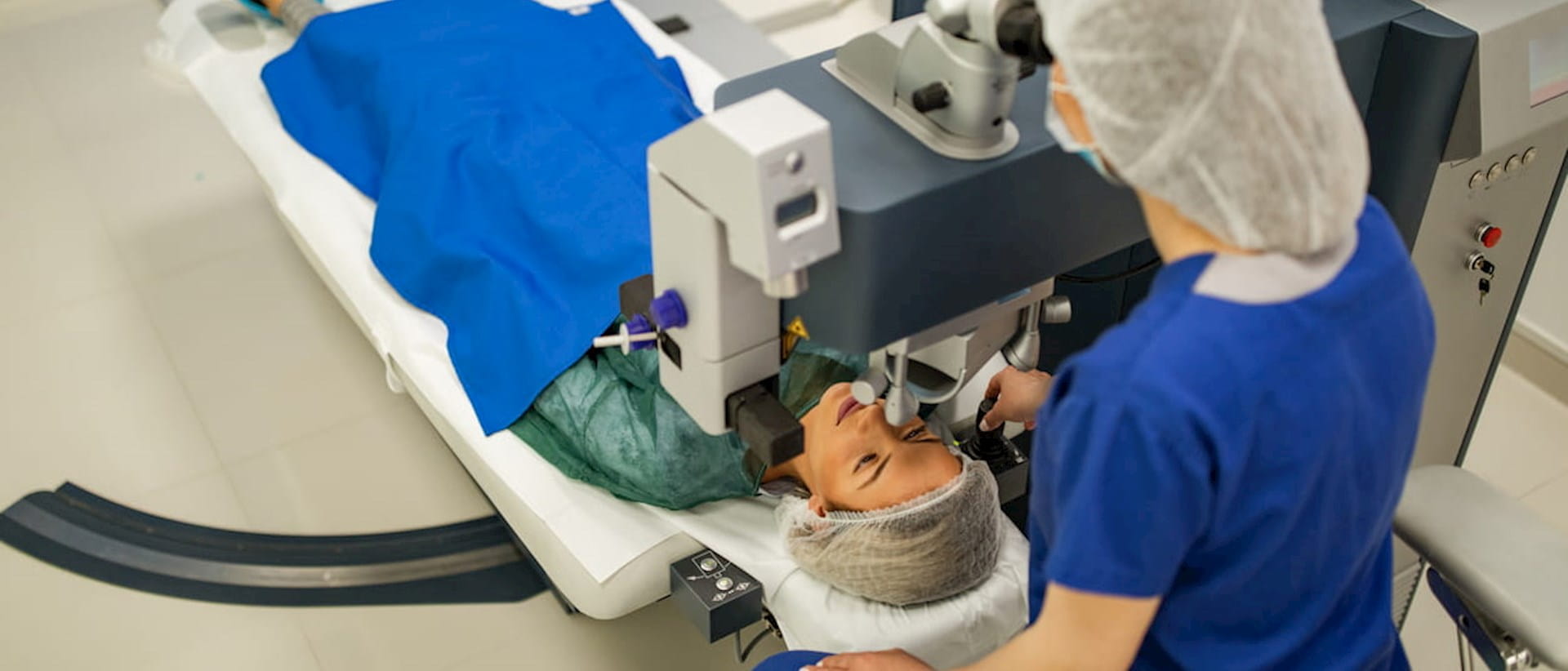 Patient undergoing laser eye surgery