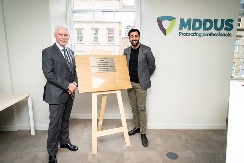 Humza Yousaf and Prof Iain Paterson open MDDUS offices