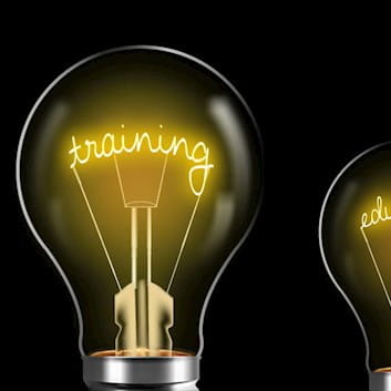 Row of lightbulbs training and education
