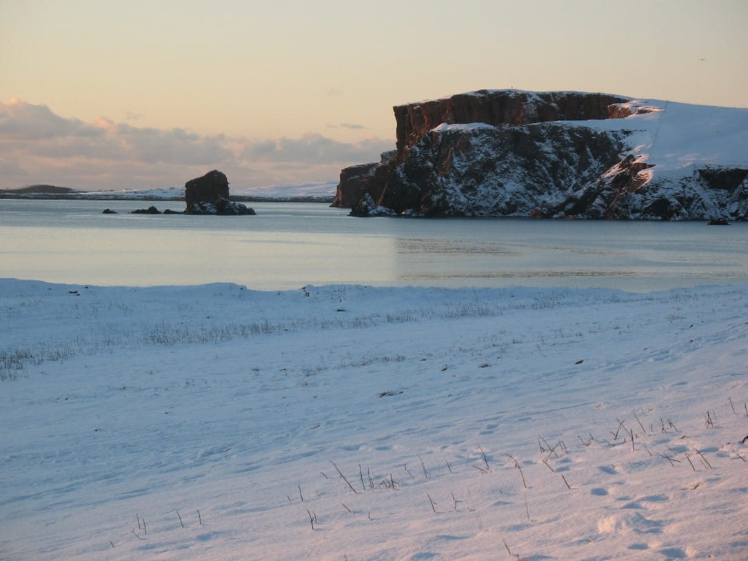 Photo of a snowy day in Westayre, Hillswick