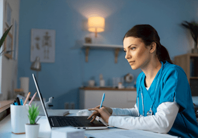 female doctor studying
